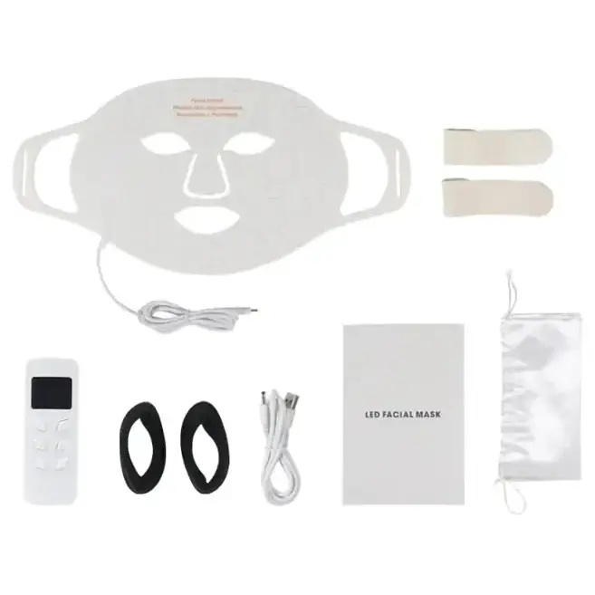 White led facial mask with cutouts for eyes, nose, and mouth.