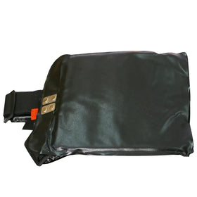 Black waterproof pouch with a black strap and orange buckle.