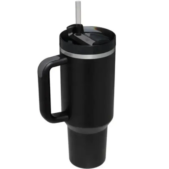 Portable 40oz Stainless Steel Car Cup with Straw and Handle