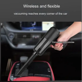 Black wireless handheld car vacuum with a sleek, ergonomic design for convenient and concise cleaning.