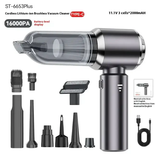 Portable Cordless Car Vacuum Cleaner – Powerful Brushless Suction