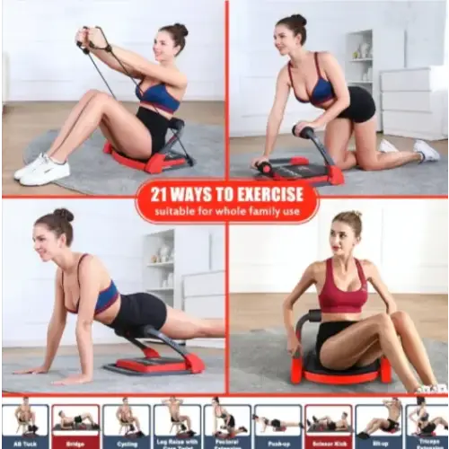 Red and black ab roller exercise machine