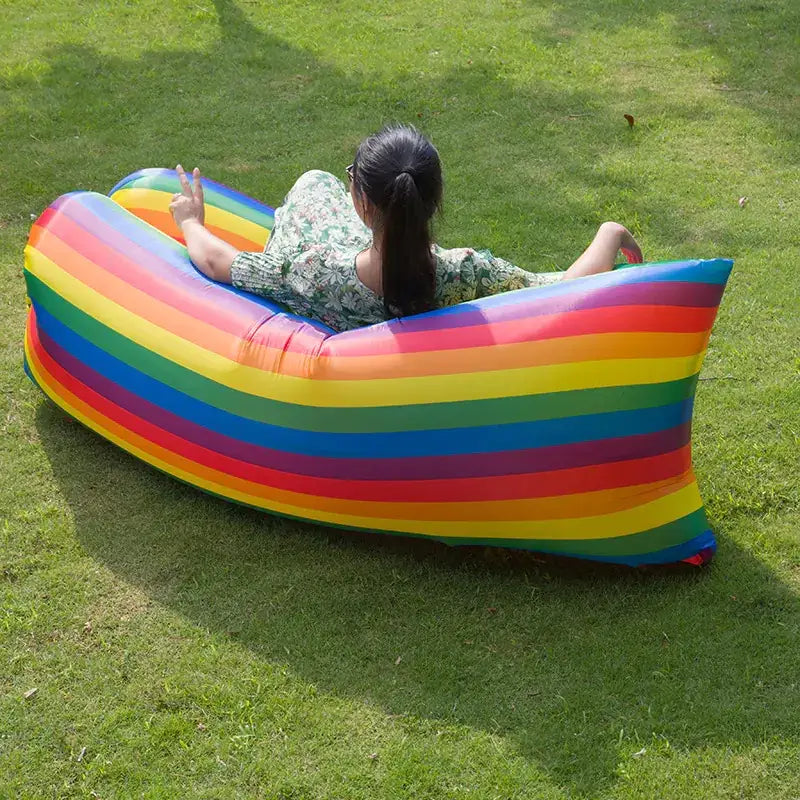 Portable Inflatable Rainbow Sofa and Sleeping Bag