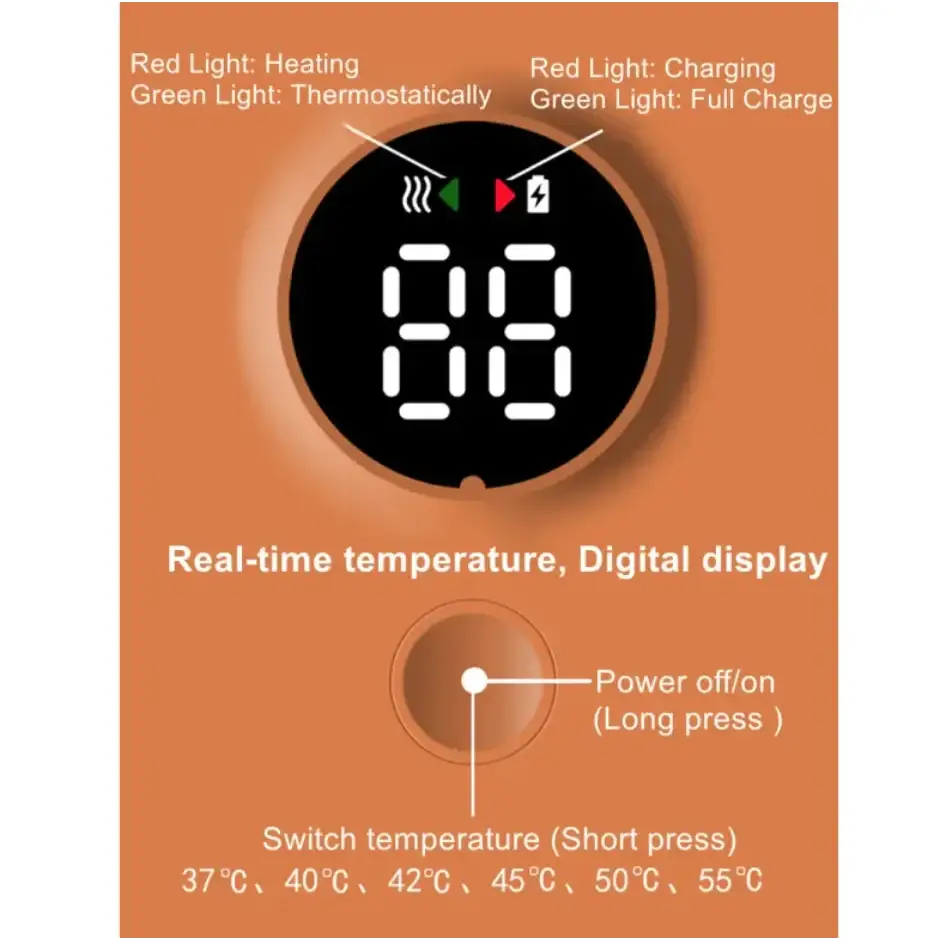 Circular digital display thermometer with black face and white numerals, showing real-time temperature readings.