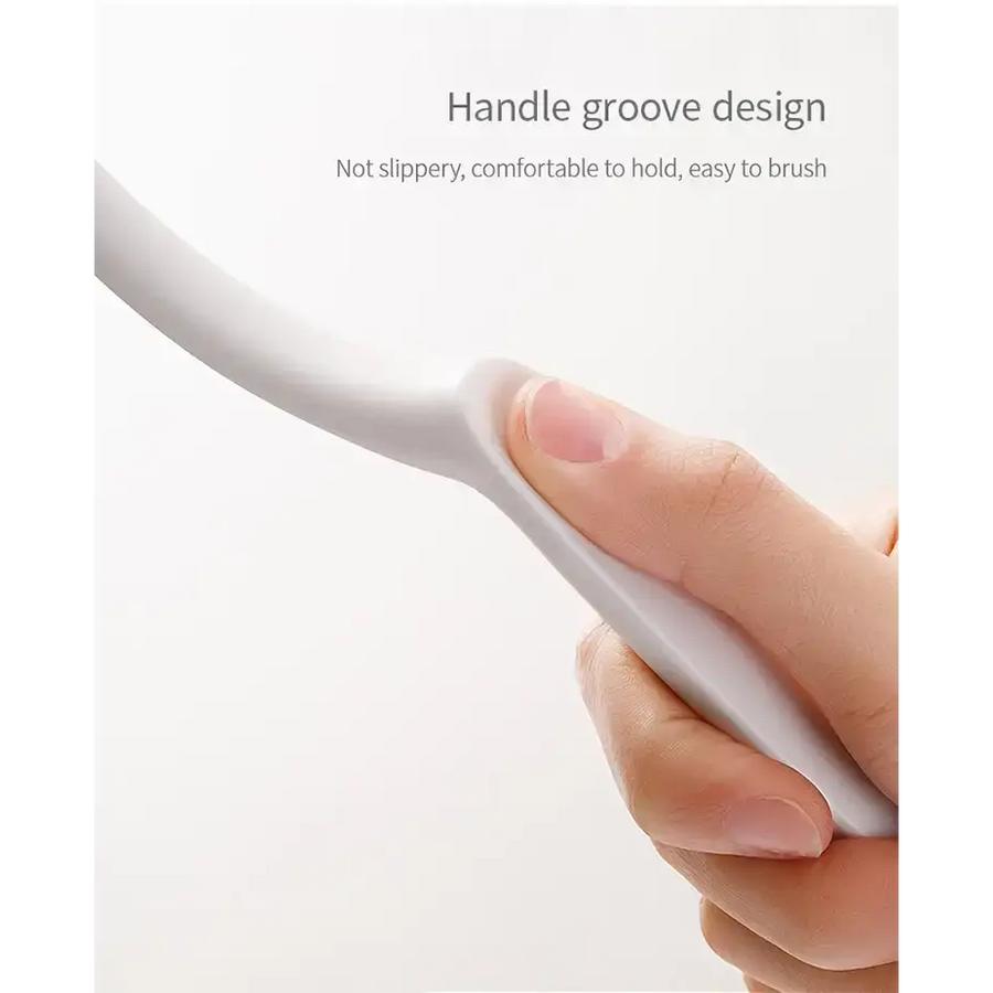 White plastic handle with a ergonomic groove design for comfortable grip.