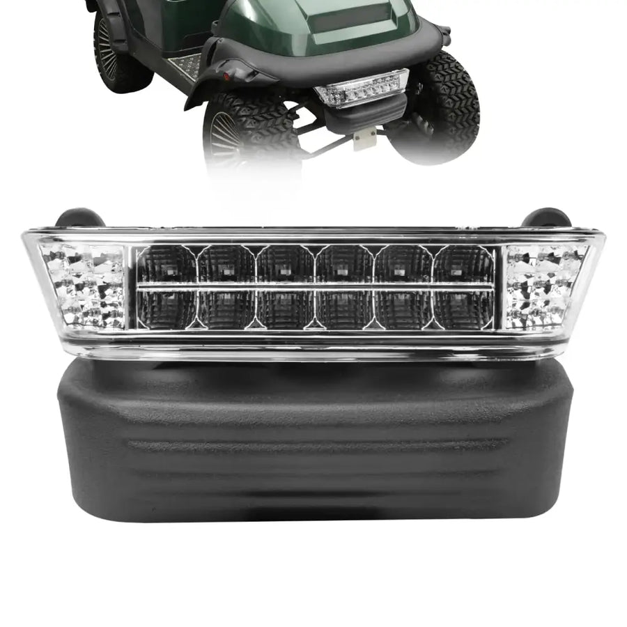 Clear acrylic led light bar with black housing, designed for golf carts.
