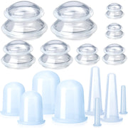 16-piece clear silicone cupping set with two cup sizes stackable vacuum suction cups for face and body therapy