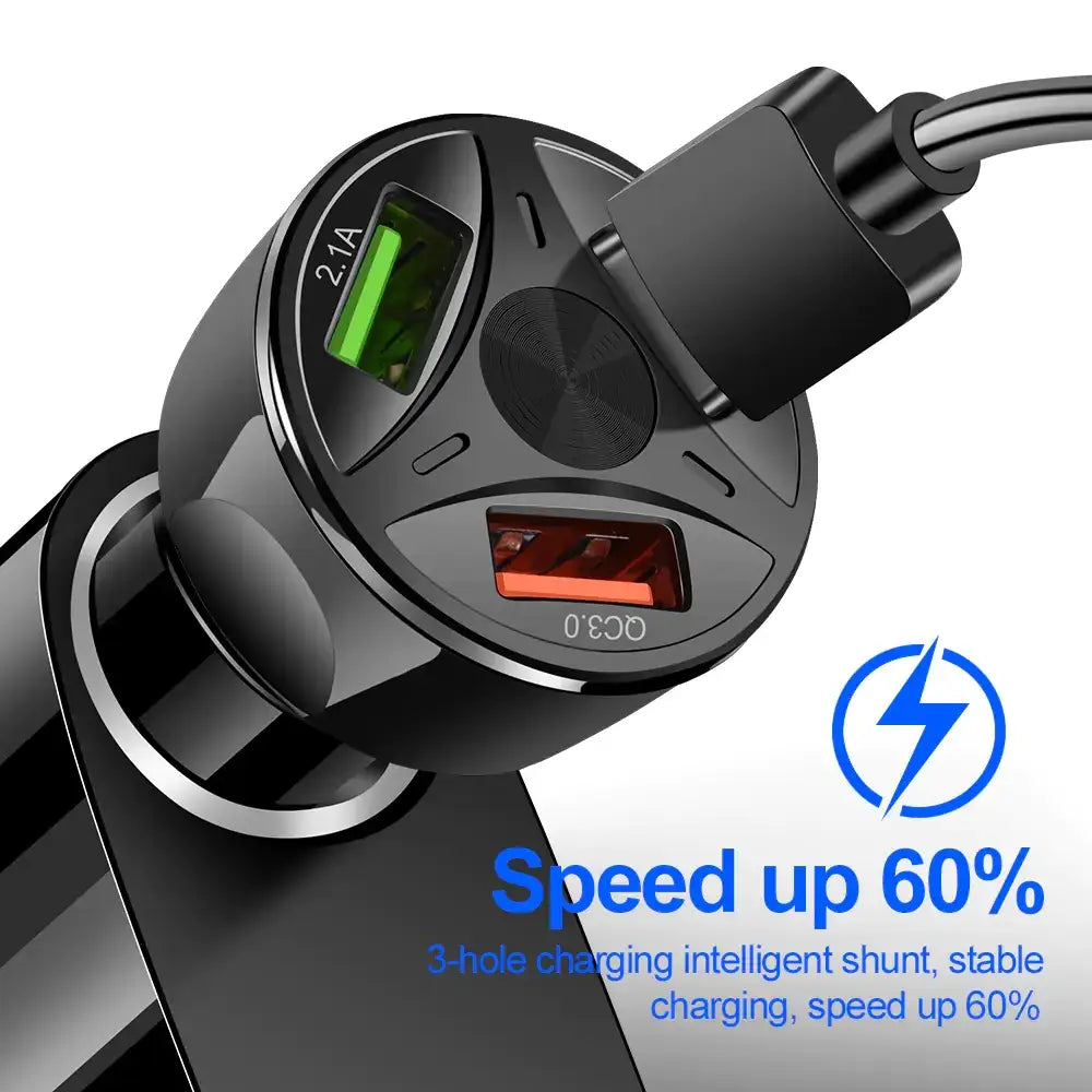 QC3.0 Dual Port USB Car Charger with Fast Charging