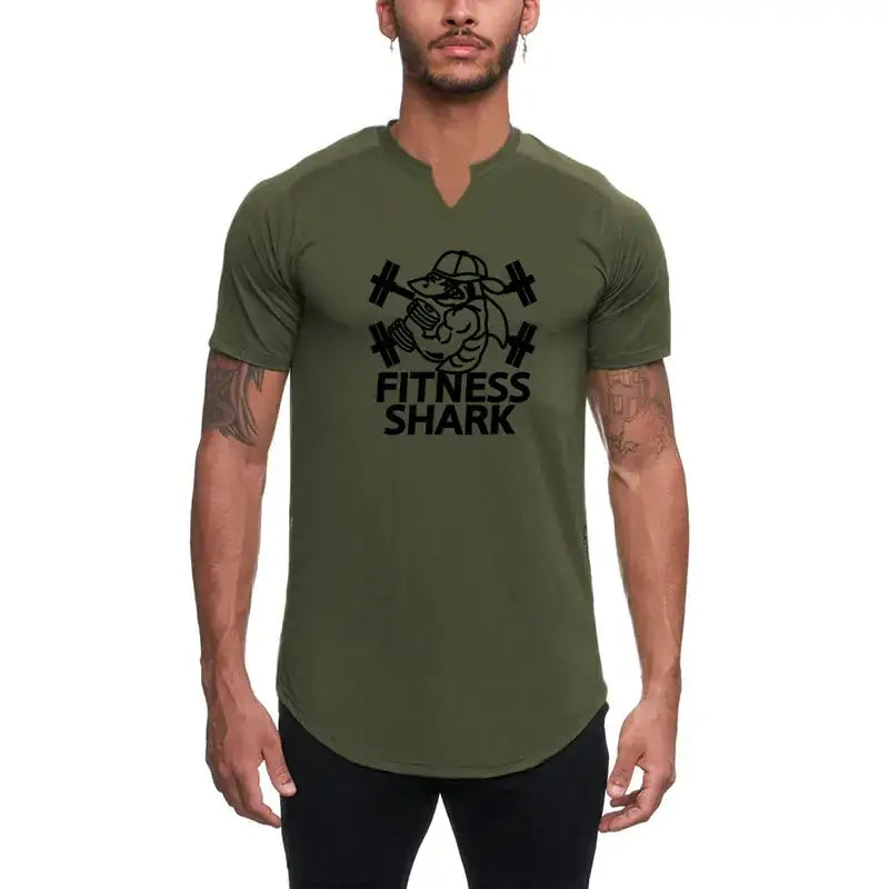Quality Men's V-Neck Slim Fit Gym T-Shirt (Short Sleeve)