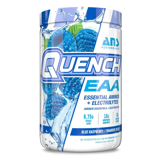Quench EAA Aminos + Electrolytes - Complete Blend of 9 EAAs - 10g Total Amino Acids - Vitamins Antioxidants Electrolytes - Zero Sugar Carbs Calories (Blue Bombsicle)
