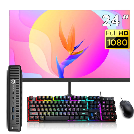 HP Prodesk 600 G2 Desktop Mini Computer PC 24" FHD Monitor Core i7-6700 16GB RAM 512GB SSD Mouse & Keyboard DP Windows 10 Pro (Renewed) - Joomcy