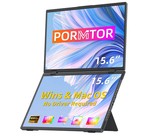 Laptop Screen Extender15.6" Dual Monitors (Wins/Mac) Folding Stacked Portable Dual Monitor USB C Travel Extended Computer Display with Triple Portable Monitor for Laptop PC Windows Mac - Joomcy