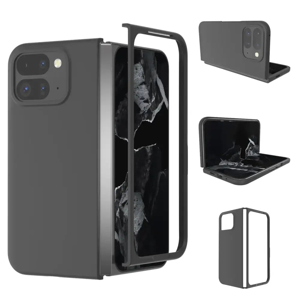 Ranyi for Google Pixel 9 Pro Fold case Pixel Fold 2 Phone Case Ultra Slim Thin Matte Folding 360 Full Body Protection Flexible Bumper Case Cover for Google Pixel 9 Pro Fold (2024) Black