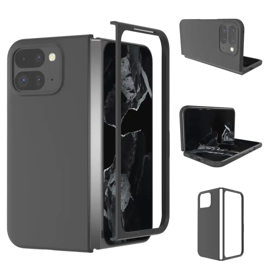 Ranyi for Google Pixel 9 Pro Fold case Pixel Fold 2 Phone Case Ultra Slim Thin Matte Folding 360 Full Body Protection Flexible Bumper Case Cover for Google Pixel 9 Pro Fold (2024) Black