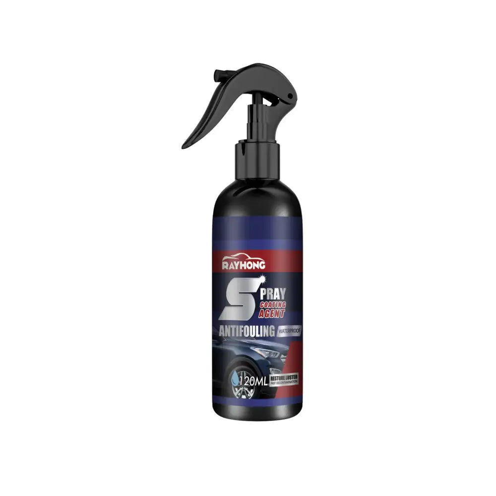 Rayhong brand 120ml spray bottle with black body and trigger nozzle, labeled as ’s pray coating agent antifouling waterproof’ for car detailing.
