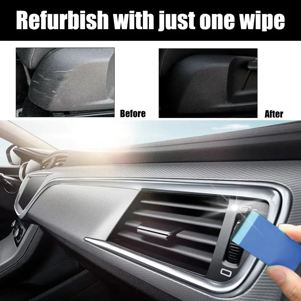 Blue rectangular car interior cleaning wipe
