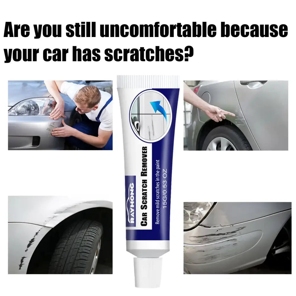 Blue and white tube of rayhong car scratch remover.