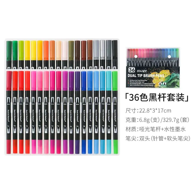 Amazon Dual-Head Watercolor Markers 24 Colors Set - Joomcy