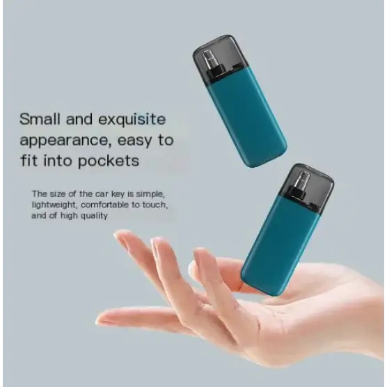Teal and black compact vape pen with sleek, minimalist design.