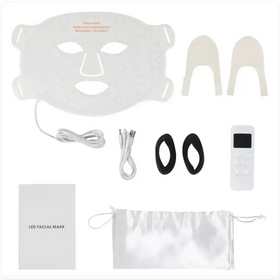 White led facial mask with cutouts for eyes, nose, and mouth.