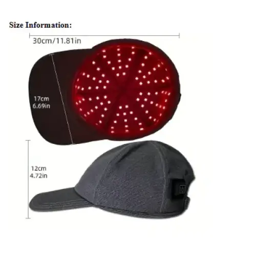 Dark gray baseball cap with a circular red led light panel on the front.