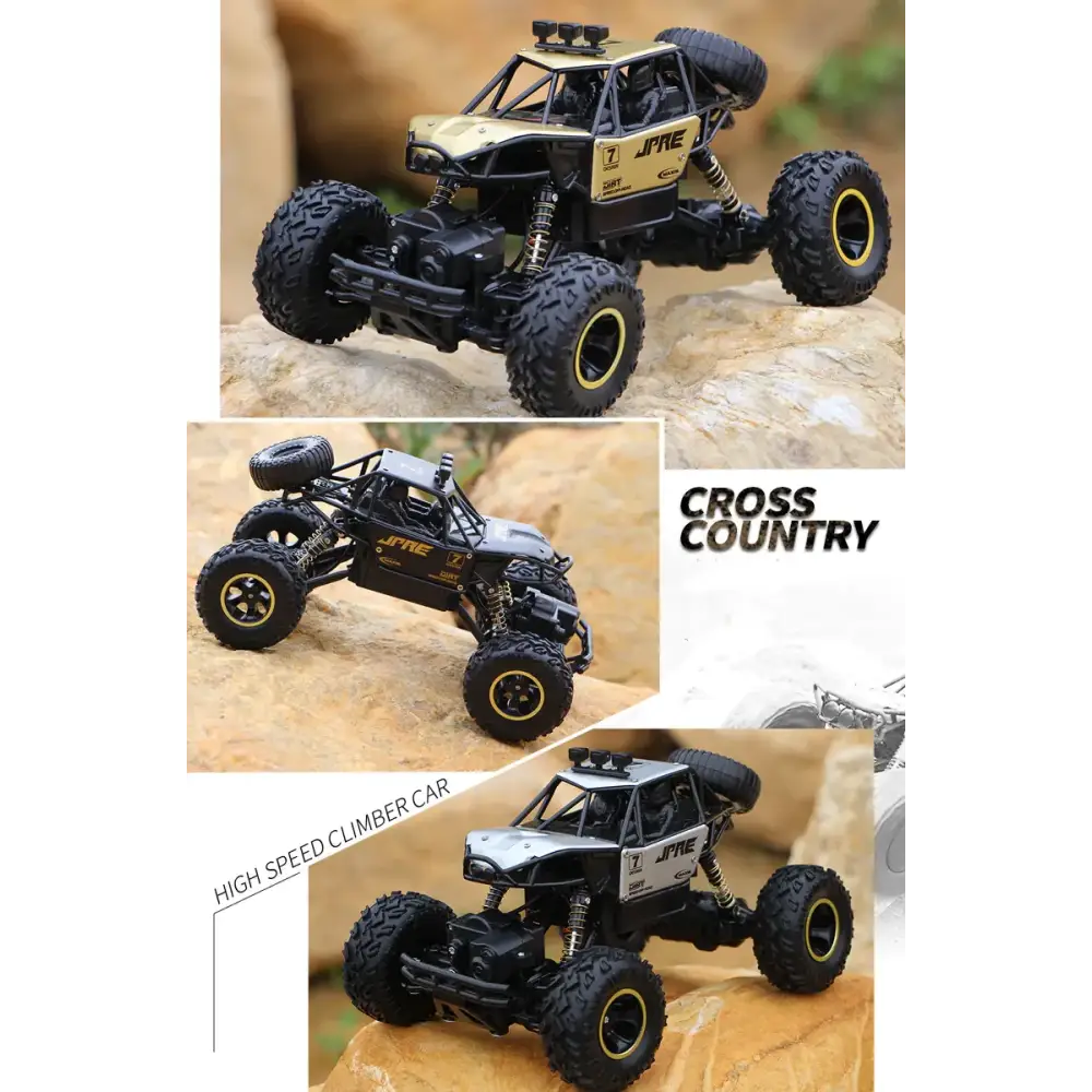 Black and gold jpre high-speed climber car with rugged off-road tires and detailed suspension.