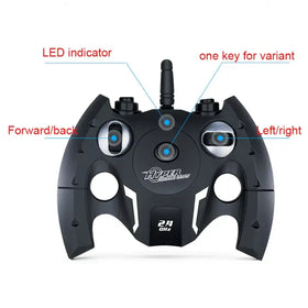 Black plastic remote control with silver accents and a central logo, labeled ’hyper’ on the front.