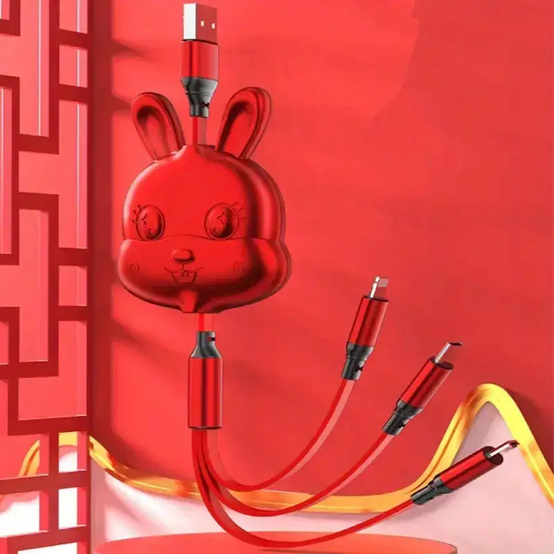 Retractable 1-to-3 Data Cable for Fast Charging