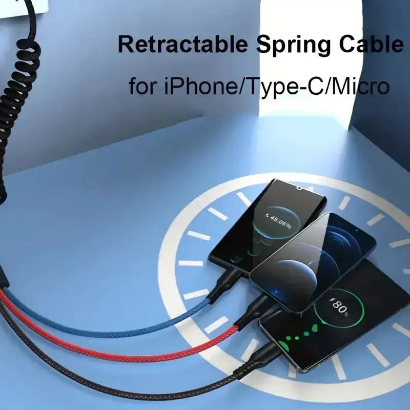 Retractable 3-in-1 Fast Charging Cable for Devices
