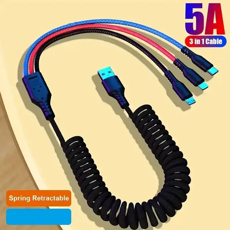 Retractable 3-in-1 Fast Charging Cable for Devices