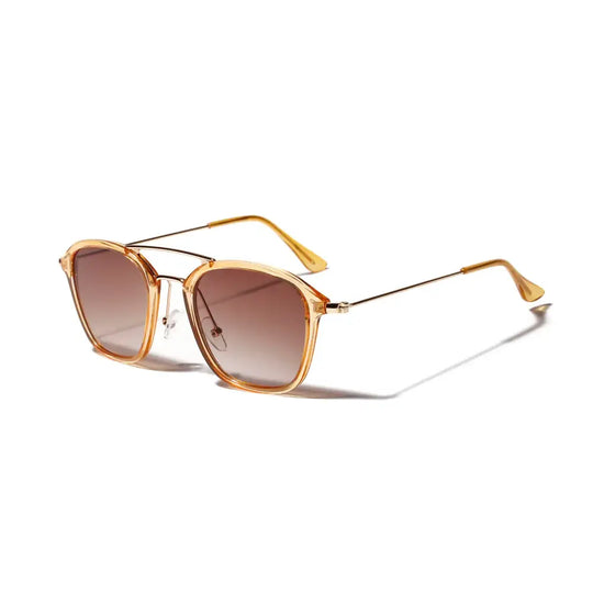Retro Double Beam Sunglasses with Artistic Square Frame