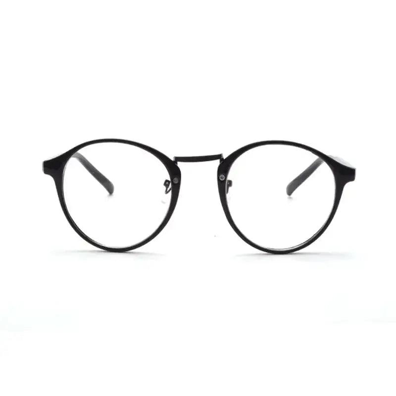 Black round-framed glasses with a sleek, minimalist design.