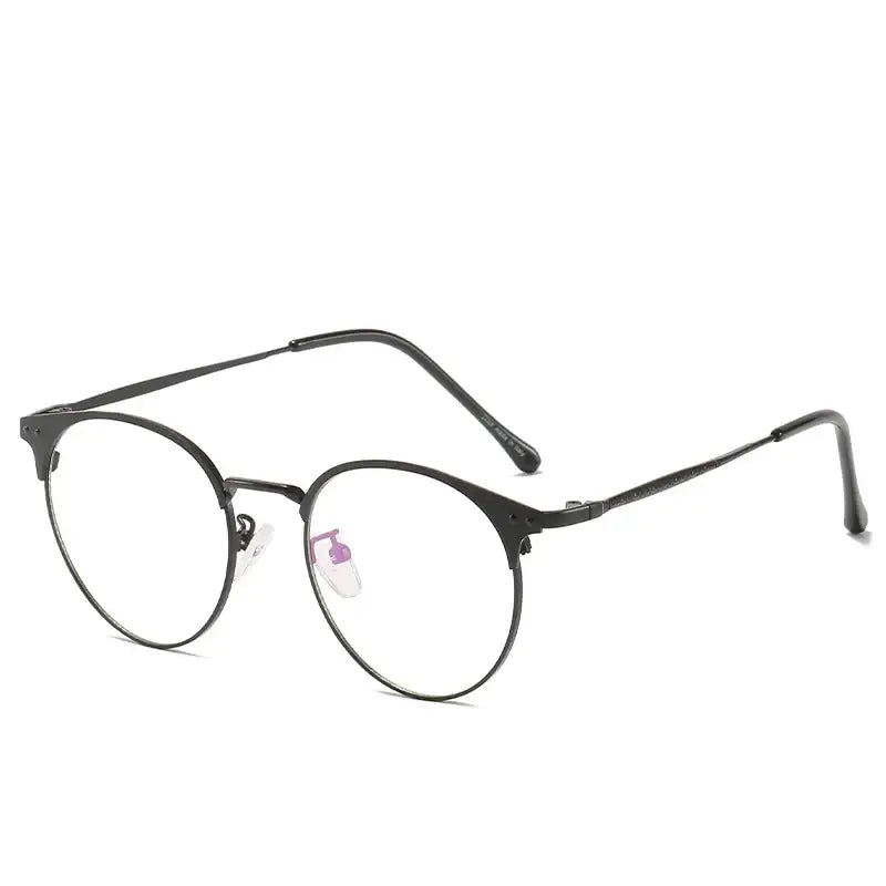 Black round-framed glasses with a sleek metal design.