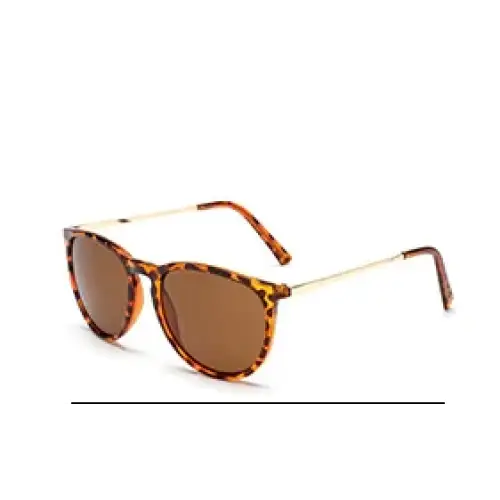 Tortoiseshell-patterned sunglasses with gold-tone metal frames and brown lenses.