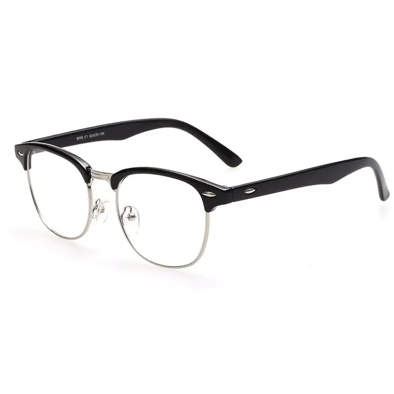 Black and silver half-rim reading glasses with a classic, retro design.