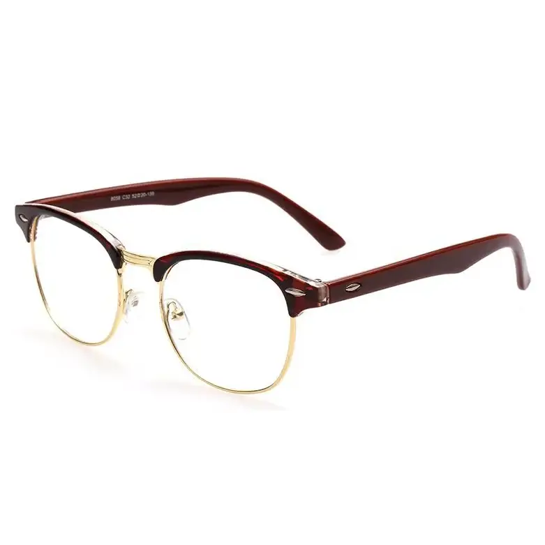 Browns and gold half-frame glasses with a retro design.