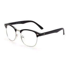 Black and silver half-rim eyeglasses with a classic retro design.