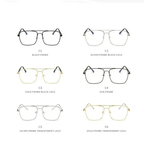 Black rectangular-framed glasses with black temple arms.