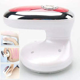 White and red handheld body sculpting device with a glossy chrome accent.
