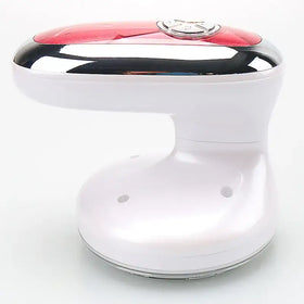 White and red nail care device with a glossy chrome accent.