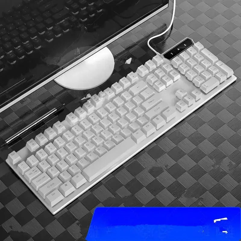 White mechanical keyboard with a sleek, minimalist design and a matte finish.