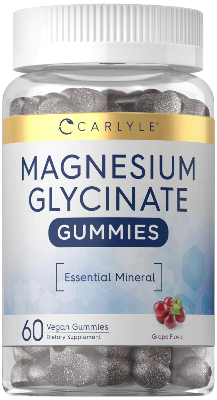 Carlyle Magnesium Glycinate Gummies | 60 Count | Grape Flavor | Vegan Non-GMO Gluten Free Supplement