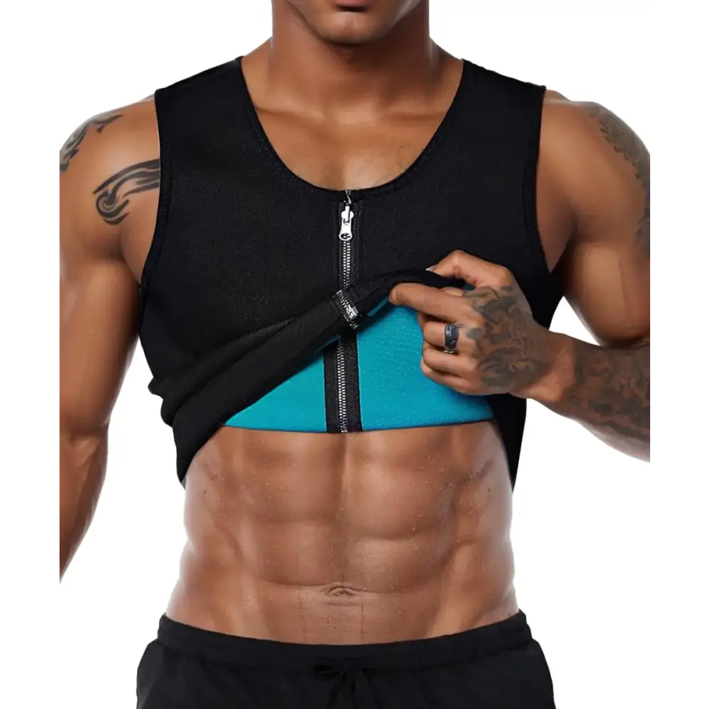 Black and teal zippered waist trainer vest
