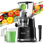 Aeitto Cold Press Juicer Juicer Machines with 3.3" Large Feed ChuteLarge CapacityHigh Juice YieldSlow Masticating Juicer for Fruits and Vegetables Self Feeding for Juice ExtractorBPA-FreeBlack