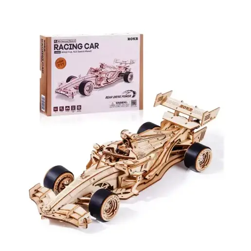 ROBOTIME LK505 3D Wooden Racing Car Puzzle – Mechanical Engine Model Kit