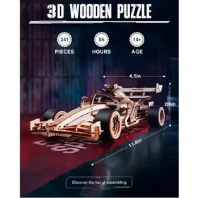 ROBOTIME LK505 3D Wooden Racing Car Puzzle – Mechanical Engine Model Kit