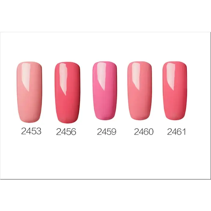 Five glossy pink nail polish shades, numbered 2453 to 2461.