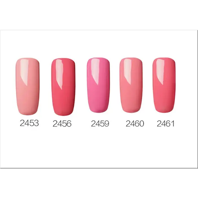 Five glossy pink nail polish shades, numbered 2453 to 2461.
