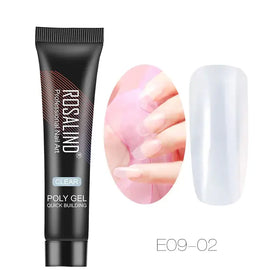 Black tube of rosalind professional nail art clear poly gel with quick building formula.