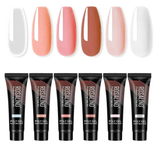 Rosalind 6-Pack Nail Extension Gel Set 15ML Mixed Colors